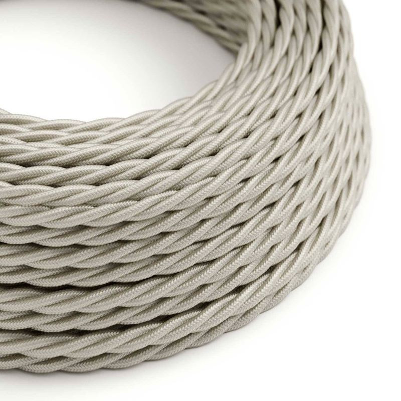 Twisted Pearl White TM00 polyester braided two-wire cable 2x0.75 Creative-Cables