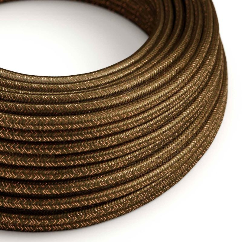 Brown Espresso RL13 glitter-effect polyester braided cable 2x0.75 Creative-Cables