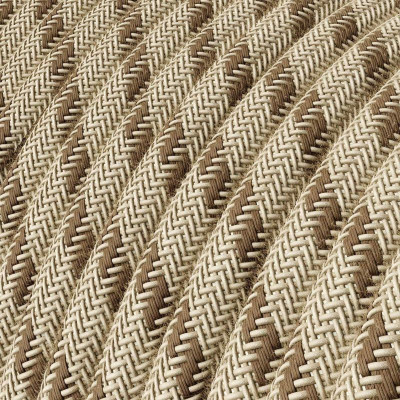 Brązowo beżowy kabel Paski RD53 w oplocie bawełnianym i lnianym dwużyłowy 2x0.75 Creative-Cables