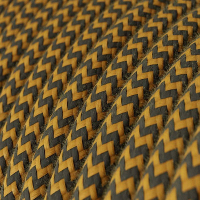 Miodowo grafitowy kabel ZigZag RZ27 w oplocie bawełnianym dwużyłowy 2x0.75 Creative-Cables