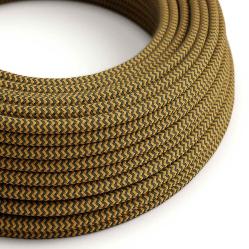 Honey graphite ZigZag RZ27 cotton braided two-wire cable 2x0.75 Creative-Cables