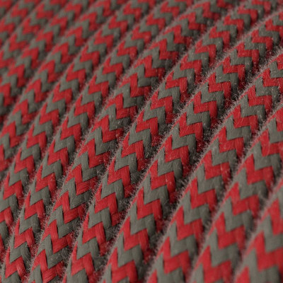 Red-grey ZigZag RZ28 cotton braided two-core cable 2x0.75 Creative-Cables