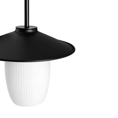 Black JINGU B wall lamp with a milky grooved lampshade UMMO