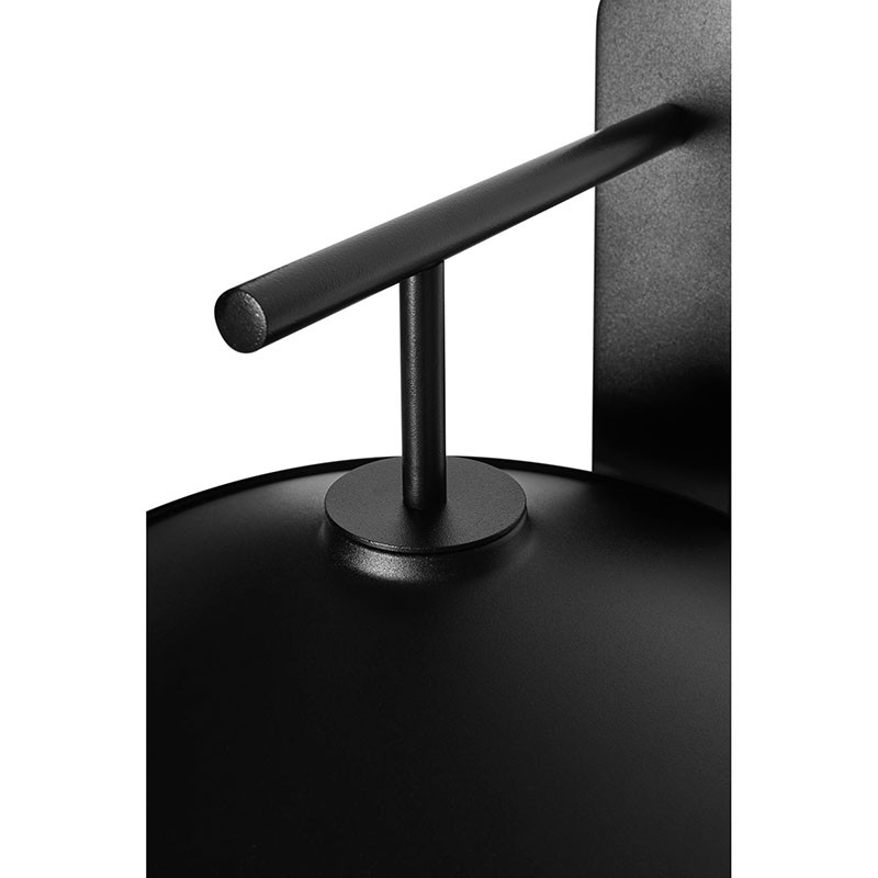 Black JINGU B wall lamp with a milky grooved lampshade UMMO