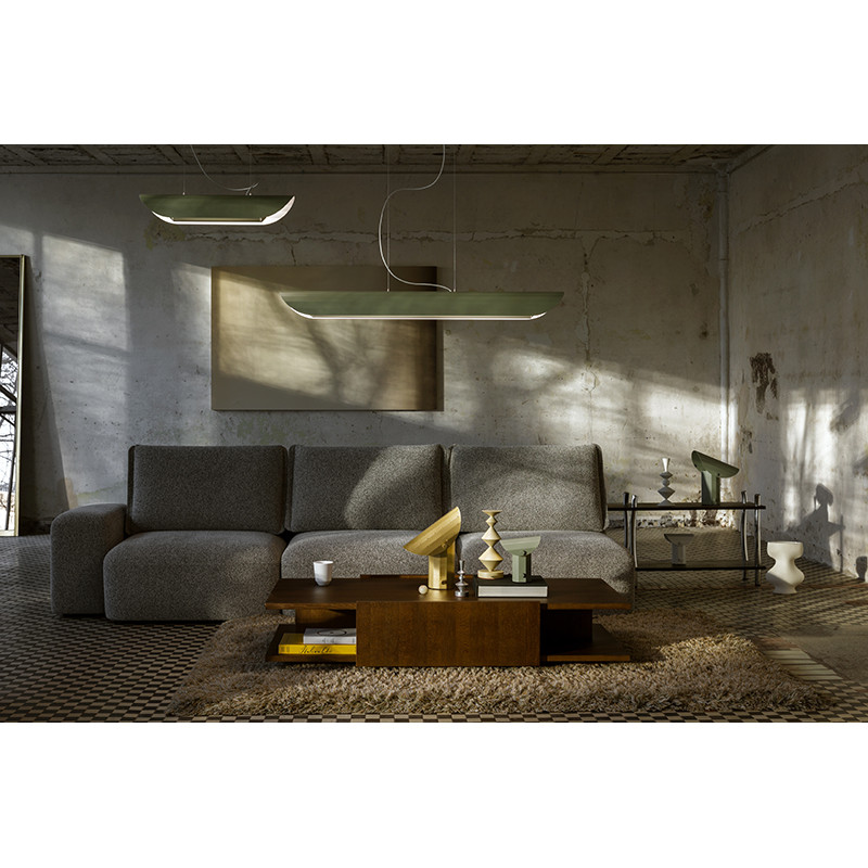 Apolin linear hanging lamp 65cm sage and white Kaspa