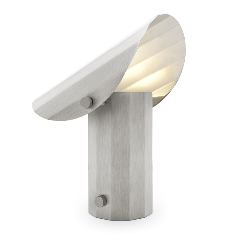 Lampa stołowa Apolin 30cm szczotkowana stal Kaspa
