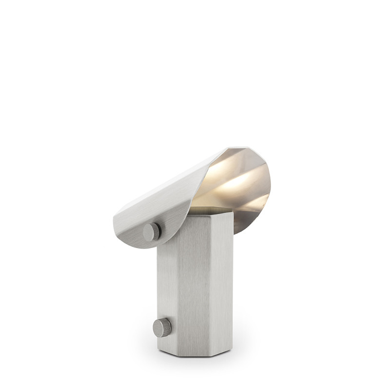 Apolin 18cm brushed steel table lamp Kaspa