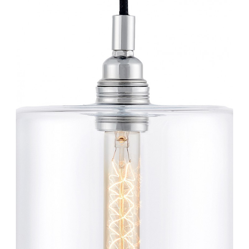 Sufitowa lampa wisząca LONGIS IV transparentny szklany klosz, przewód czarny KASPA
