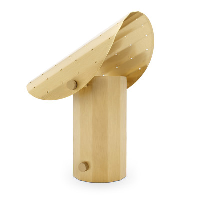 Lampa stołowa Apolin 30cm szczotkowany mosiądz z perforowanym daszkiem Kaspa