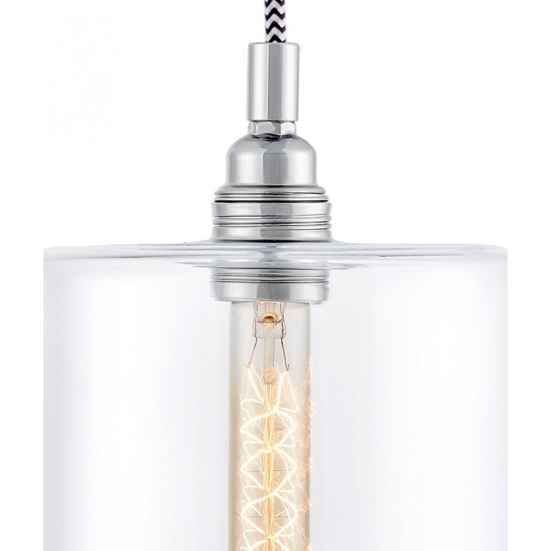 Sufitowa lampa wisząca LONGIS IV transparentny szklany klosz, przewód retro KASPA