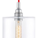 Sufitowa lampa wisząca LONGIS IV transparentny szklany klosz, przewód czerwony KASPA