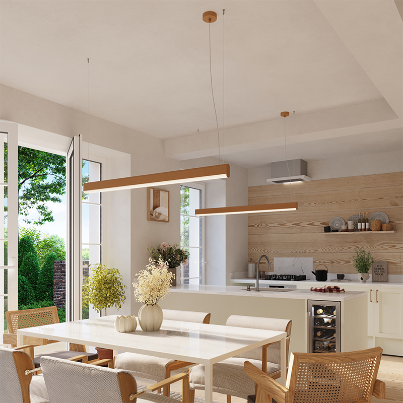 Golden hanging lamp Farge with a built-in 3000K LED panel THORO