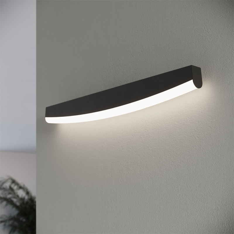 Black Jorun wall lamp with a built-in 3000K LED panel THORO
