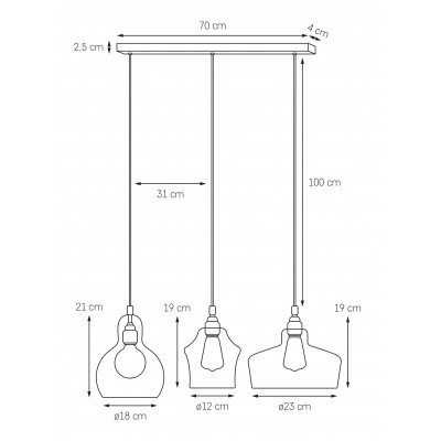 Longis Listwa III lampa wisząca chrom