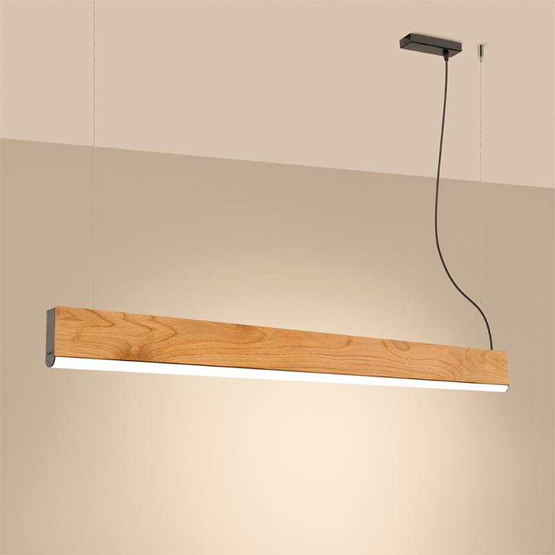 Lykke 120 wooden hanging lamp with built-in 3000K LED panel THORO