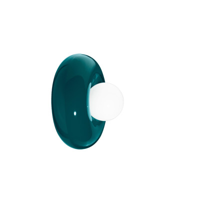 BUMBUM Verde Petrolio ceramic wall / ceiling lamp with dark turquoise lampshade Ferroluce