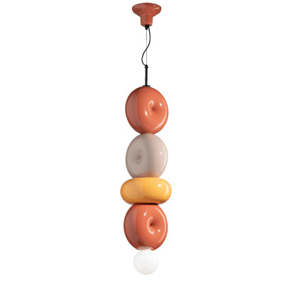 BUMBUM 4 Arancio Poke + Grigio Sabbia + Giallo ceramic hanging lamp Ferroluce