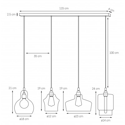 Longis Listwa 4 Pendant Light Rail Chrome