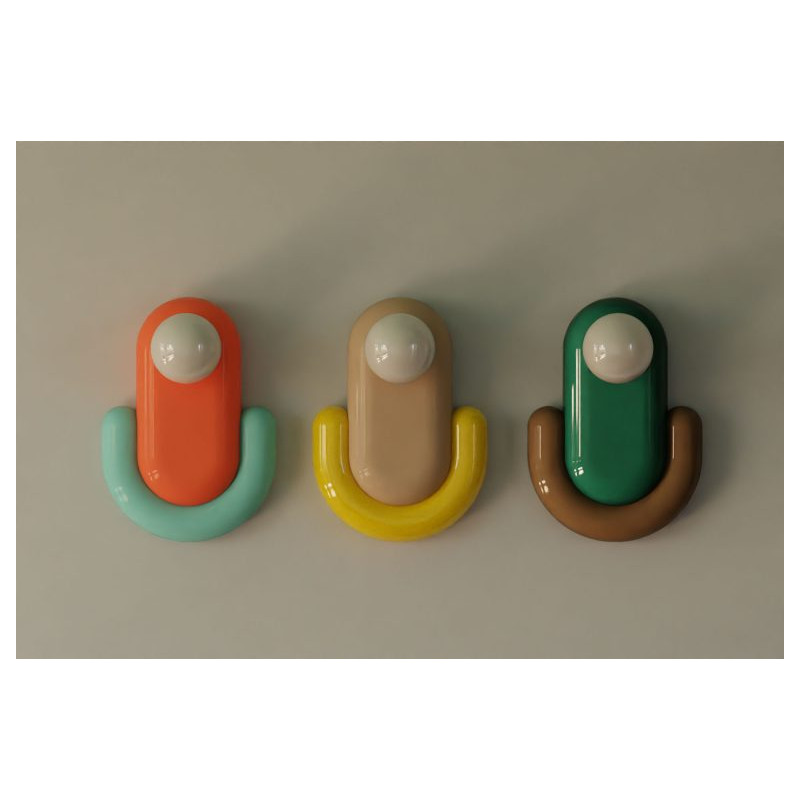 Ceramiczna lampa ścienna ECLAIR Arancio Volpe + Azzurro z mlecznym kloszem Ferroluce