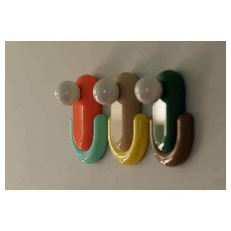 ECLAIR Arancio Volpe + Azzurro ceramic wall lamp with an opal lampshade Ferroluce