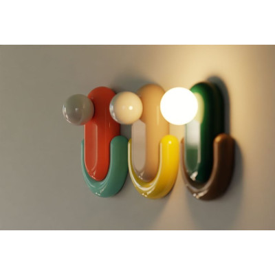 ECLAIR Arancio Volpe + Azzurro ceramic wall lamp with an opal lampshade Ferroluce