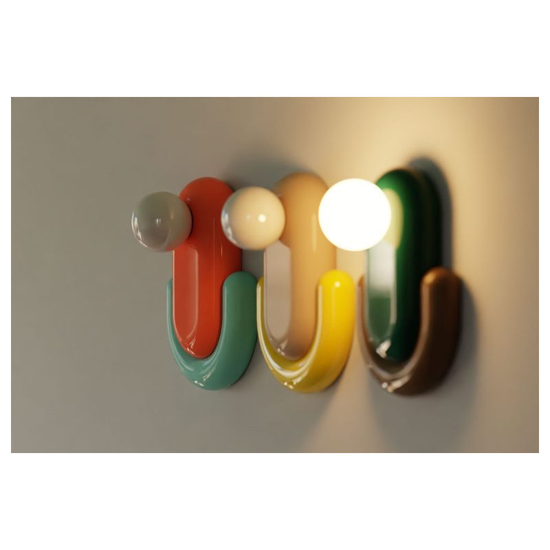 ECLAIR Arancio Volpe + Azzurro ceramic wall lamp with an opal lampshade Ferroluce
