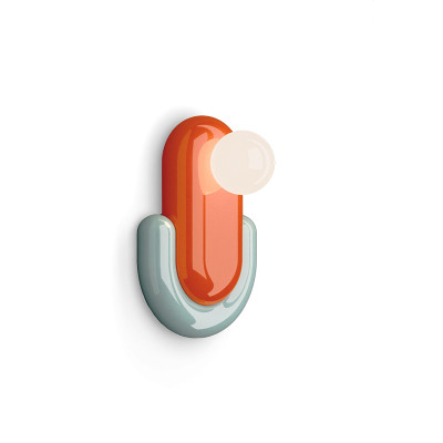 ECLAIR Arancio Volpe + Azzurro ceramic wall lamp with an opal lampshade Ferroluce