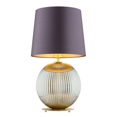 Lampa stołowa kula ryflowana szkło śliwkowy abażur HAMILTON 8532 Argon