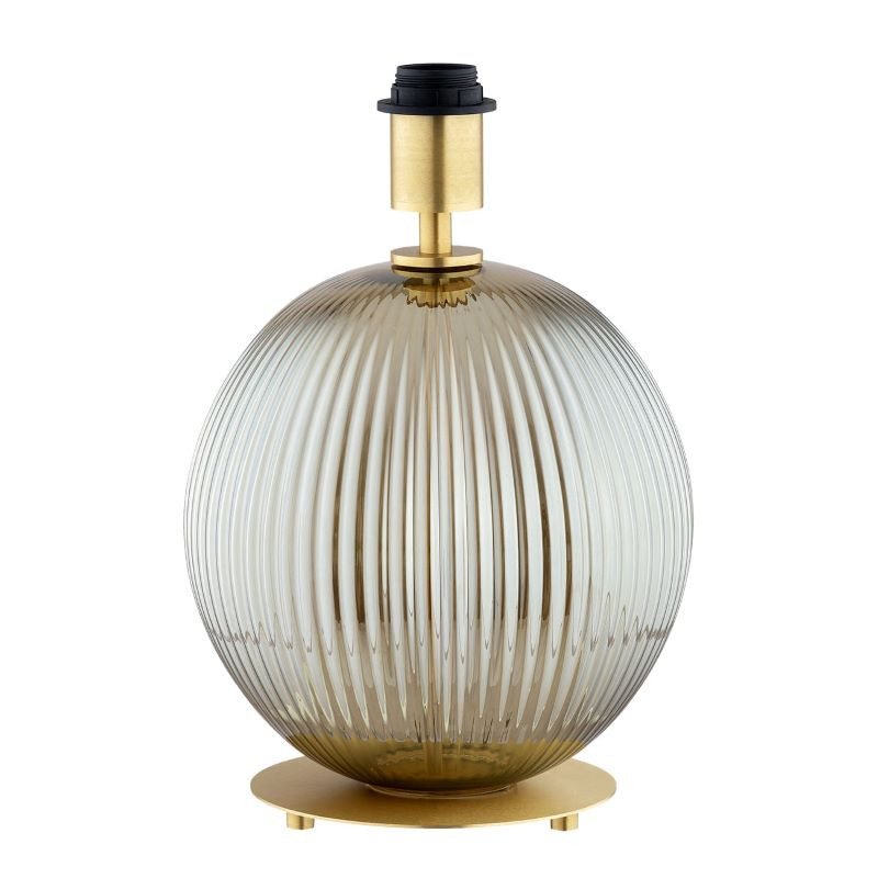 HAMILTON 8532 Argon fluted glass ball table lamp plum lampshade