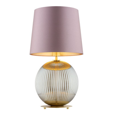 Lampa stołowa kula szkło ryflowane ciemne różowy abażur HAMILTON 8531 Argon