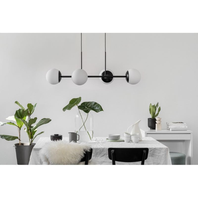 Decorative black pendant lamp KOP E lamp with black polyester braided cable IP44 UMMO