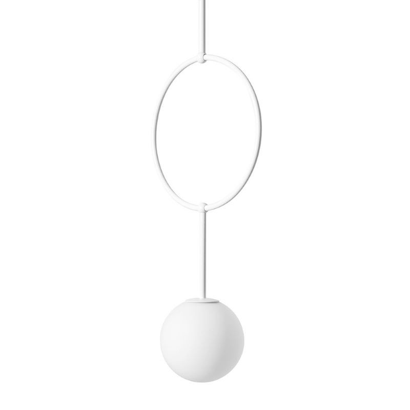 Lampa wisząca ISUULLA A biała okrągła rama z białym szklanym kloszem z podwyższoną szczelnością IP44 UMMO