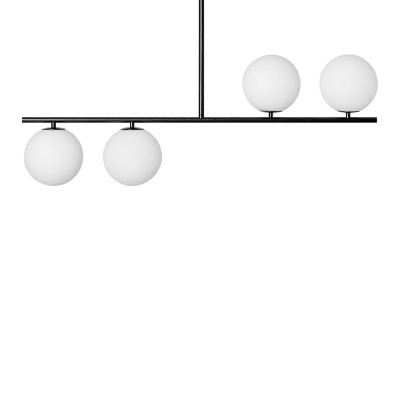 Suguri A ceiling lamp in size S black on tube with white glass globes IP44 UMMO
