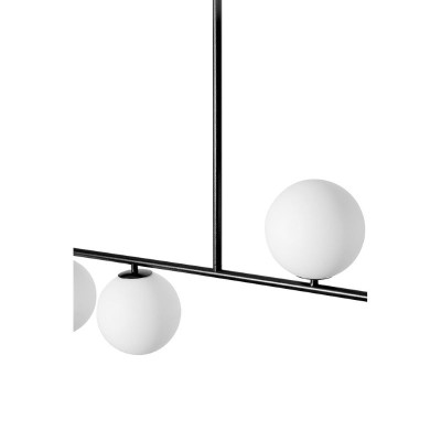 Lampa sufitowa Suguri A w rozmiarze S czarna na rurce z białymi szklanymi kulami z podwyższoną szczelnością IP44 UMMO