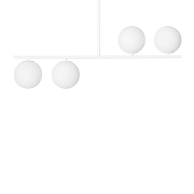 Lampa sufitowa Suguri A w rozmiarze S biała na rurce z białymi szklanymi kulami z podwyższoną szczelnością IP44 UMMO