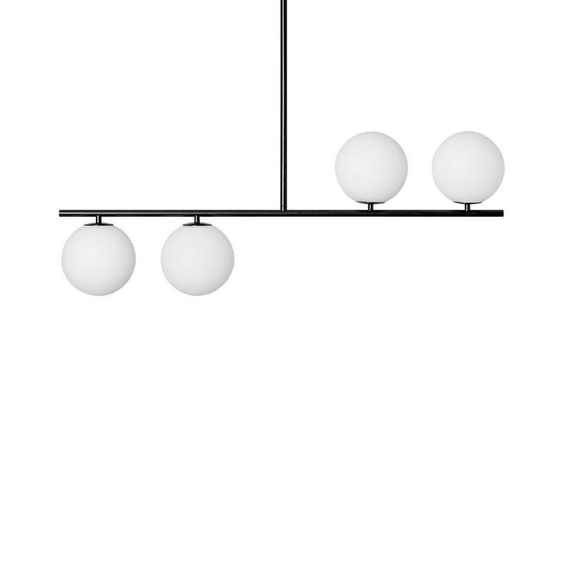 Suguri A ceiling lamp in size M black on tube with white glass globes IP44 UMMO