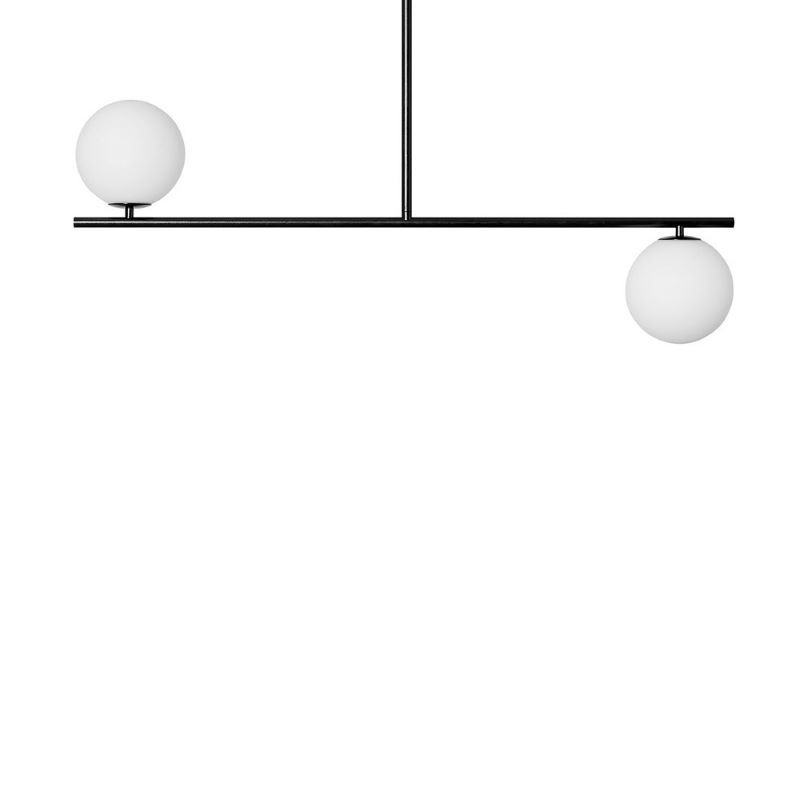 Lampa sufitowa Suguri C w rozmiarze S czarna na rurce z białymi szklanymi kulami z podwyższoną szczelnością IP44 UMMO