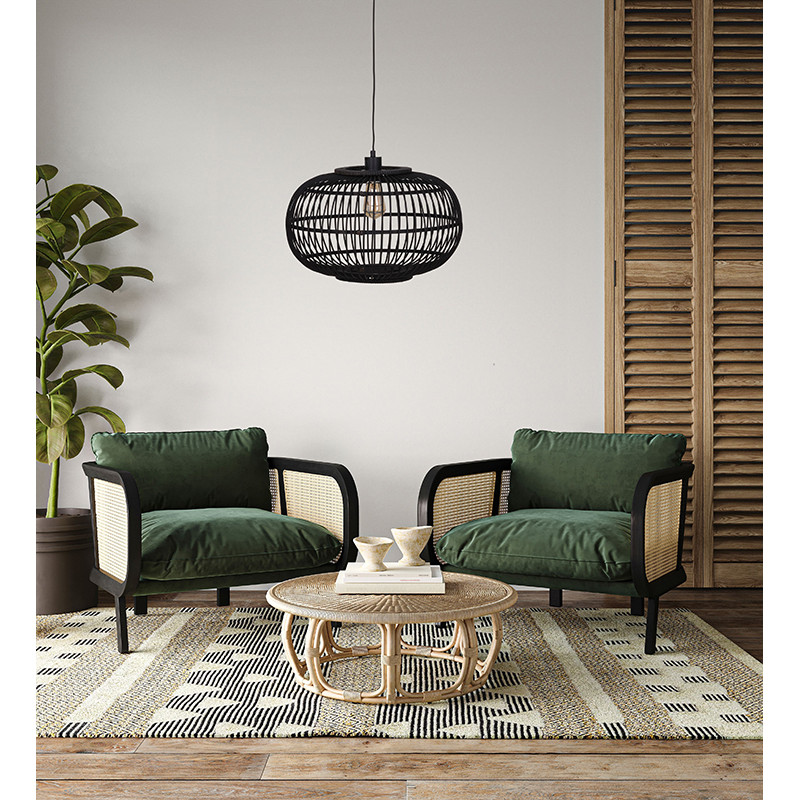 Lampa wisząca boho Bamboo z okrągłym bambusowym kloszem Dijk