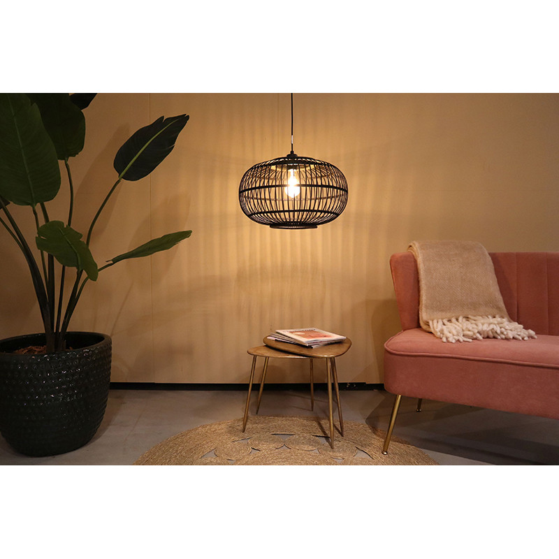 Pendant lamp boho Bamboo with a round bamboo shade Dijk
