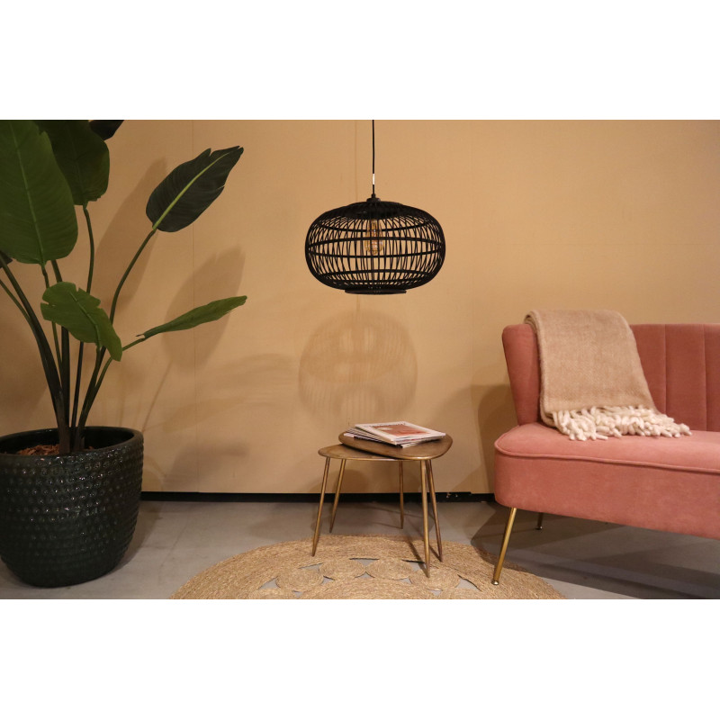 Pendant lamp boho Bamboo with a round bamboo shade Dijk