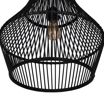 Black pendant lamp boho Bamboo with bamboo shade Dijk