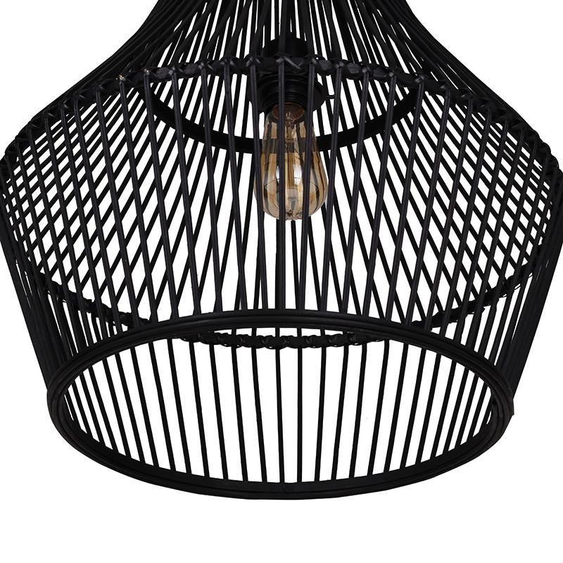 Black pendant lamp boho Bamboo with bamboo shade Dijk