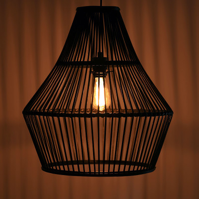 Black pendant lamp boho Bamboo with bamboo shade Dijk