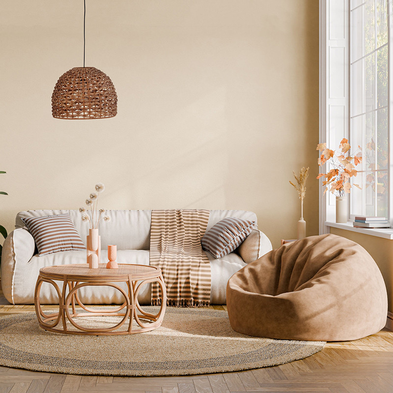 Naturalna lampa wisząca boho Natural z plecionym kloszem Dijk