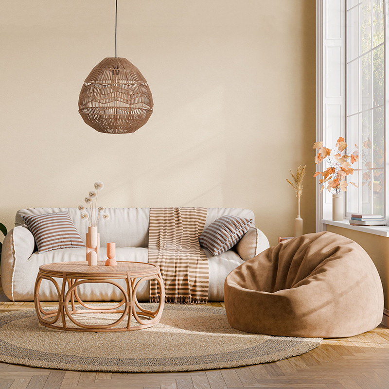 Brown pendant lamp Natural with openwork shade Dijk
