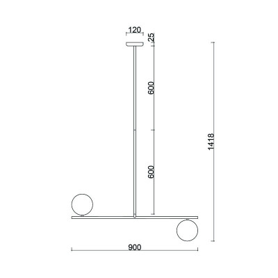 Lampa sufitowa Suguri C w rozmiarze XL czarna na rurce z białymi szklanymi kulami z podwyższoną szczelnością IP44 UMMO