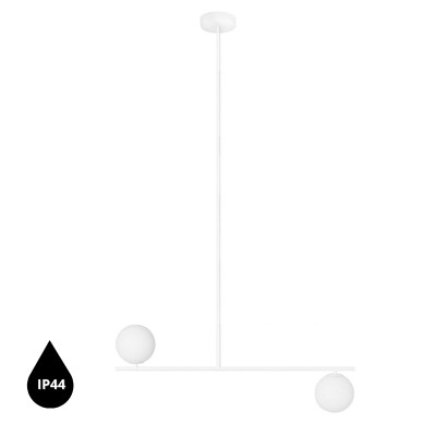 Lampa sufitowa Suguri C w rozmiarze XL biała na rurce z białymi szklanymi kulami z podwyższoną szczelnością IP44 UMMO