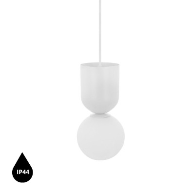 Lampa sufitowa LUOTI biała lampa wisząca ze szklanym kloszem z podwyższoną szczelnością IP44 UMMO 24h