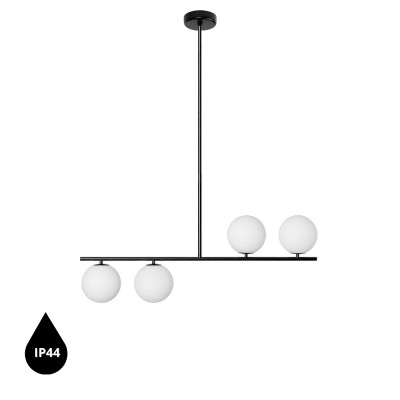 UMMO Suguri A Large Black Ceiling Light with White Glass Globes IP44
