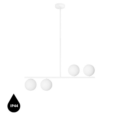 Suguri A ceiling lamp in size L white on tube with white glass globes IP44 UMMO